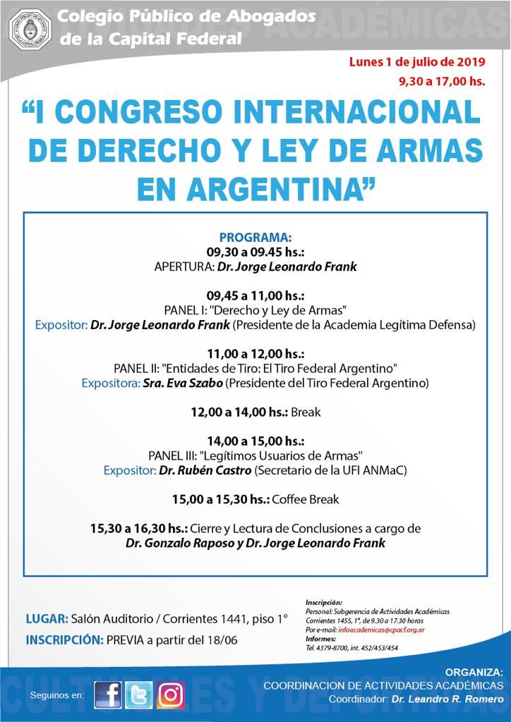 I Congreso Internacional de Derecho y Ley de Armas en Argentina